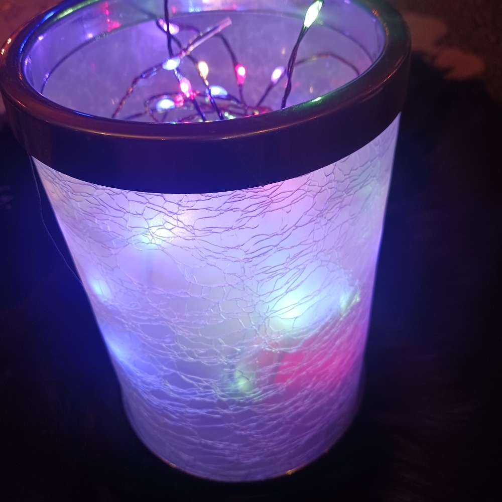 Colorful LED Crackle Glass Vase